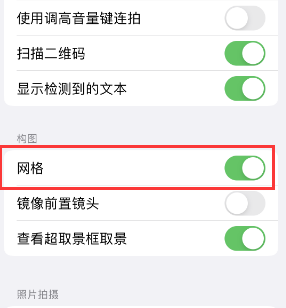 色达苹果手机维修网点分享iPhone如何开启九宫格构图功能